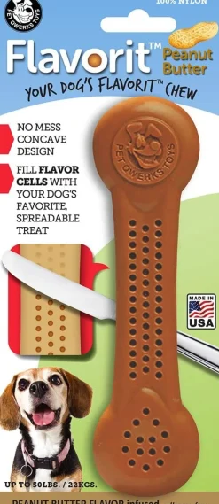 Pet Qwerks Made-in-the-USA Peanut Butter Nylon Bone for Aggressive Chewers - Large