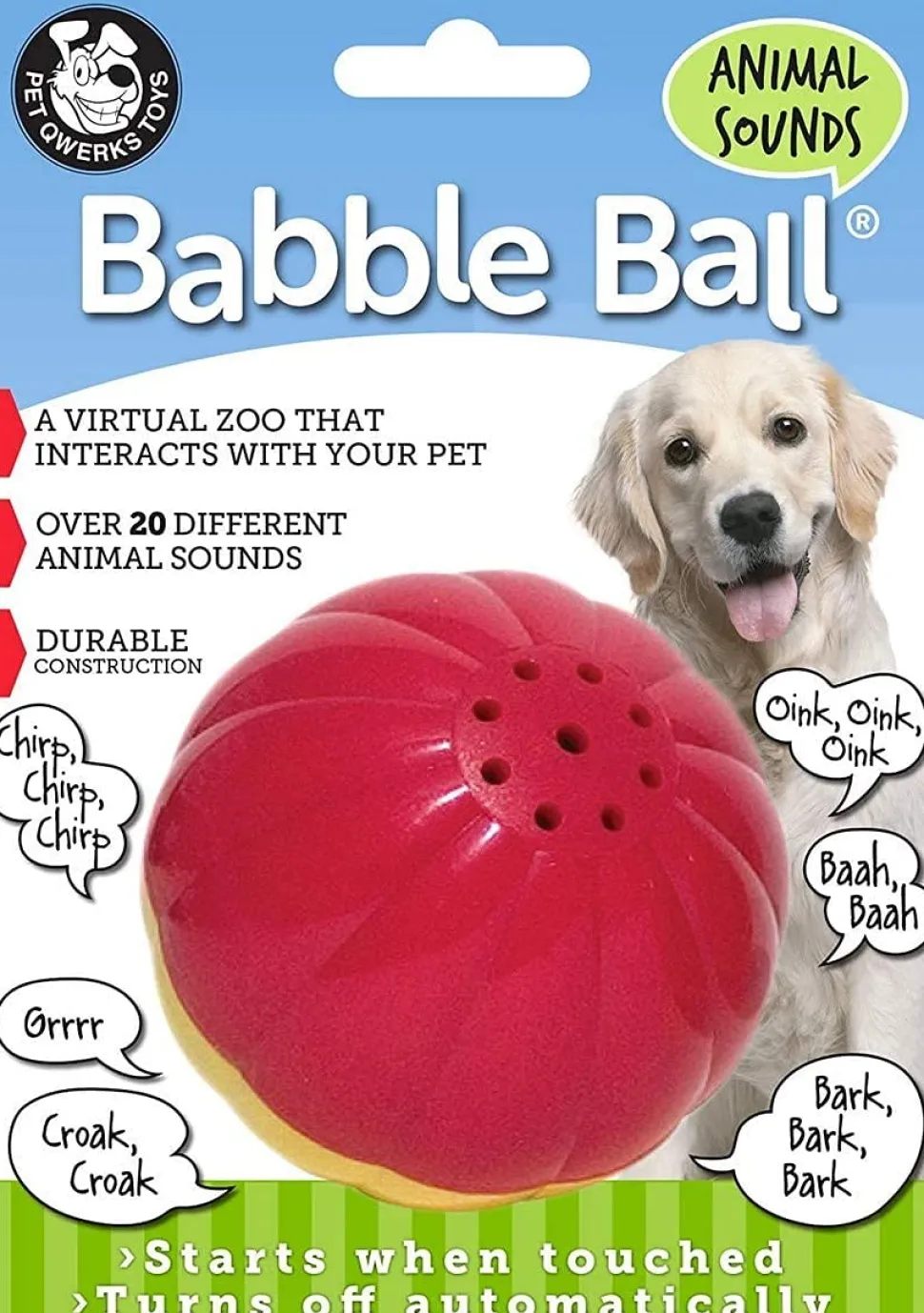 Pet Qwerks Talkin Babble Ball Dog Toy- Large