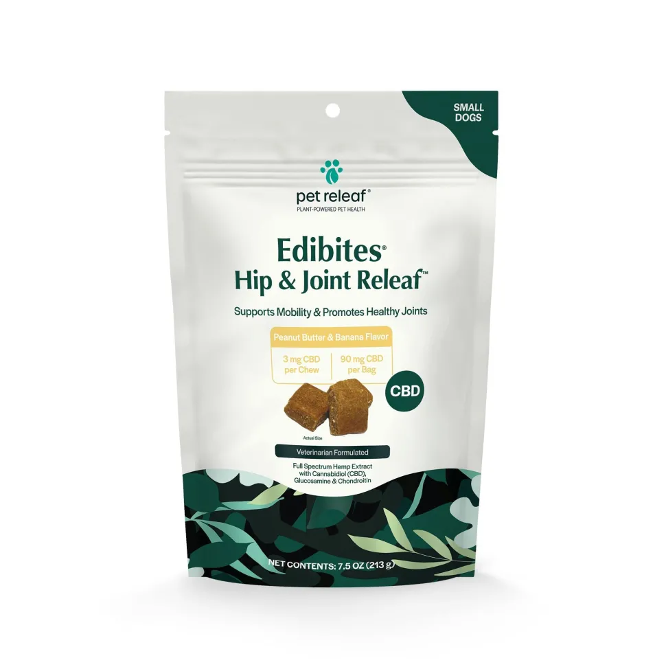 Pet Releaf Edibites Peanut Butter/Banana Hip & Joint Hardchew Dog Treats for Small Dogs - 7.5 oz Bag