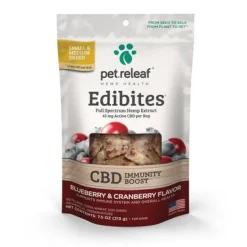 Pet Releaf Edibites Trial Size Blueberry/Cranberry Immunity Boost Hardchew Dog Treats - 2.5 oz Bag