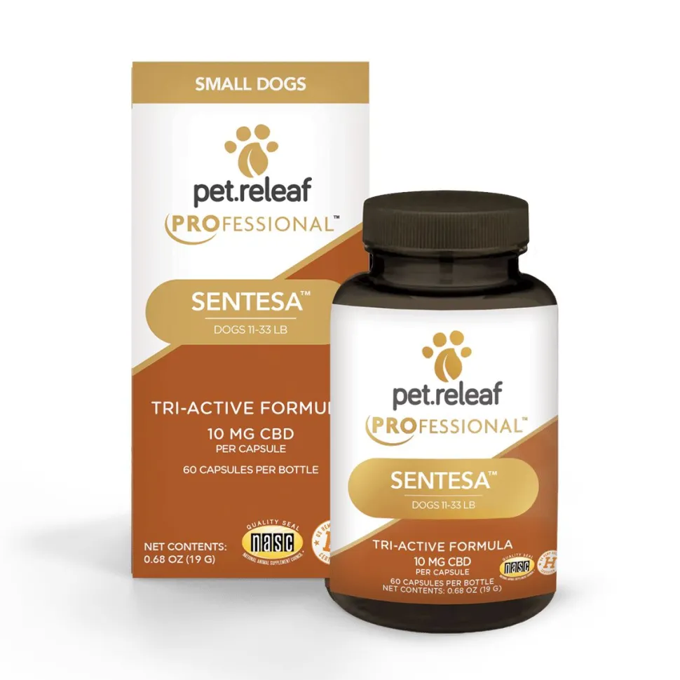 Pet Releaf Sentesa Tri-Active Formula 10 mg Small-Dog CBD Dog Supplements - 60 Count Bottle