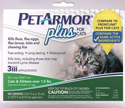 Petarmor Plus Topical Flea and Tick for Cats - Under 1.5 Lbs - 3 Pack