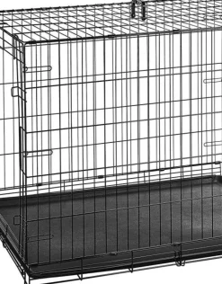 Petcrest Single Door Metal Folding Dog Crate - Black