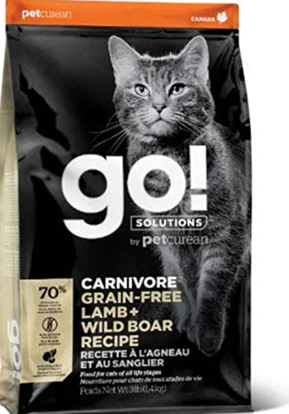 Petcurean GO! Carnivore Grain-Free Lamb & Wild Boar Cat Dry Cat Food - 3 lb Bag