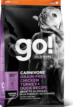 Petcurean GO! Carnivore Grain-Free Chicken, Turkey & Duck Senior Dry Dog Food - 3.5 lb Bag