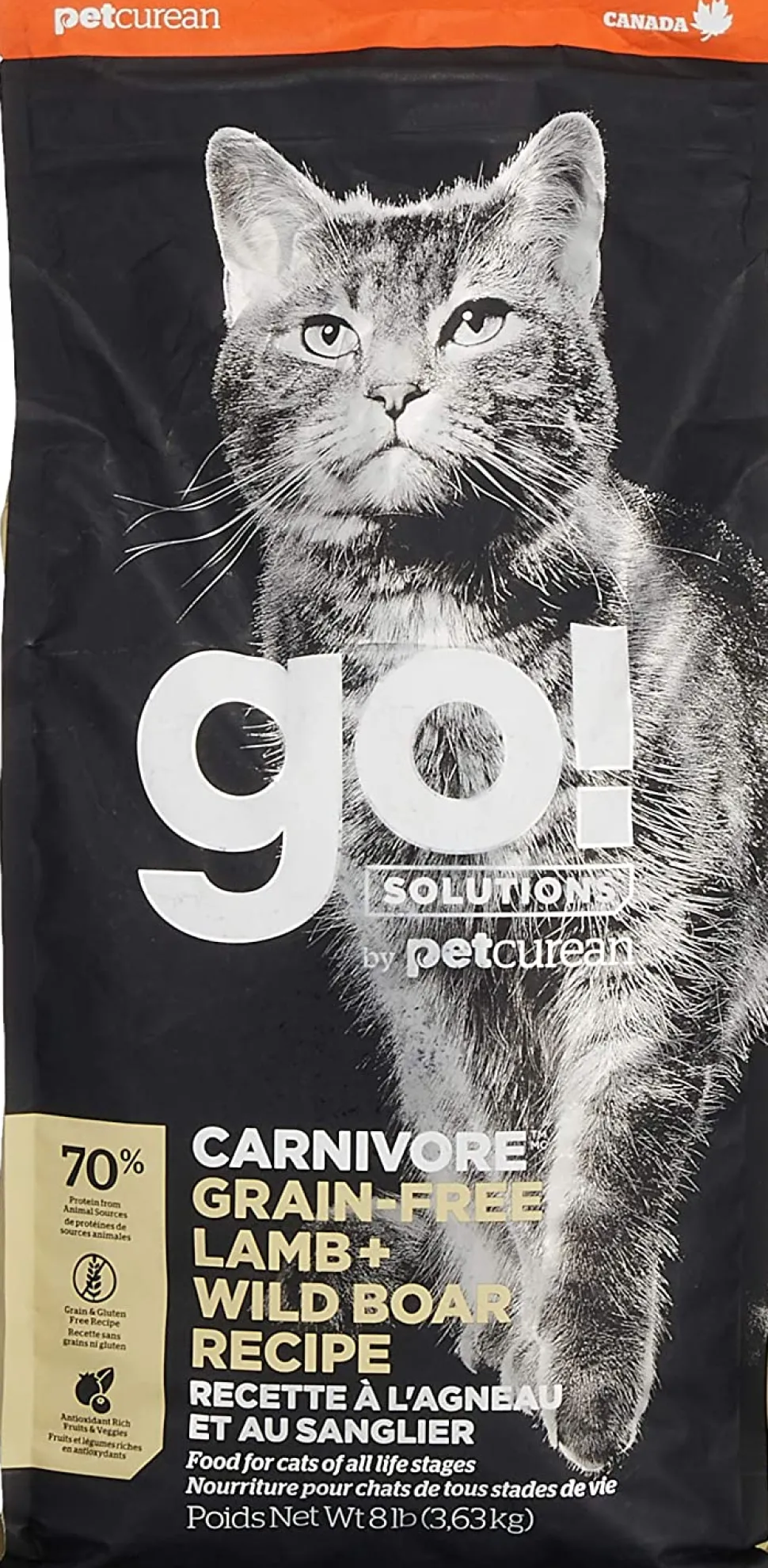 Petcurean GO! Carnivore Grain-Free Lamb & Wild Boar Cat Dry Cat Food - 8 lb Bag