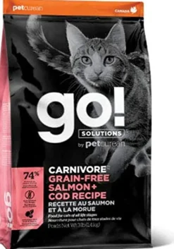 Petcurean GO! Carnivore Grain-Free Salmon & Cod Cat Dry Cat Food - 3 lb Bag