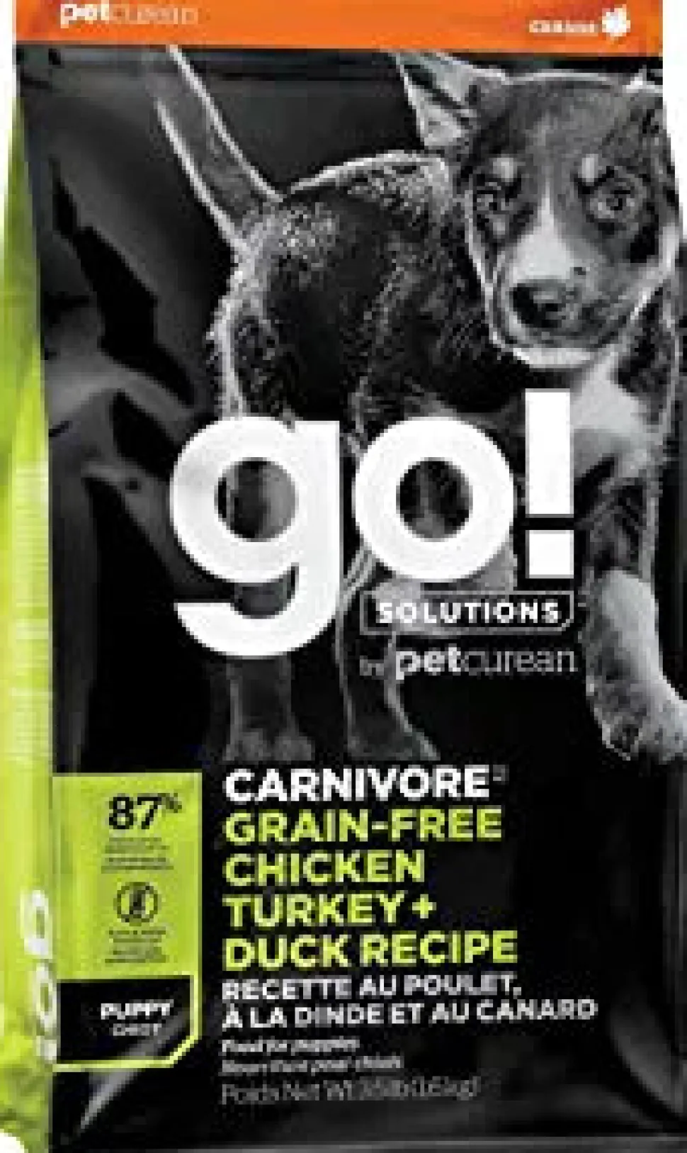 Petcurean GO! Carnivore Grain-Free Chicken, Turkey & Duck Puppy Dry Dog Food - 22 lb Bag