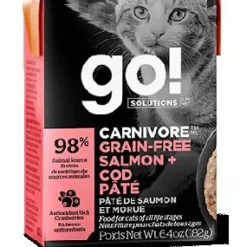 Petcurean GO! Carnivore Grain-Free Salmon & Cod Pate' Wet Cat Food - 6.4 oz - Case of 24