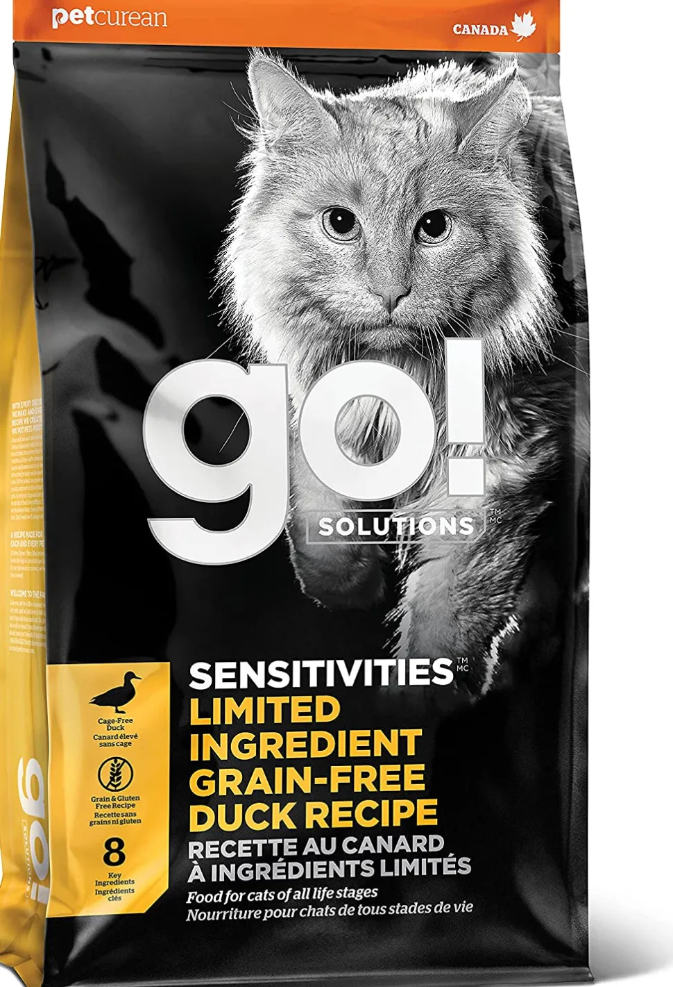 Petcurean GO! Sensitivities LID Grain-Free Duck Recipe Dry Cat Food - 3 lb Bag