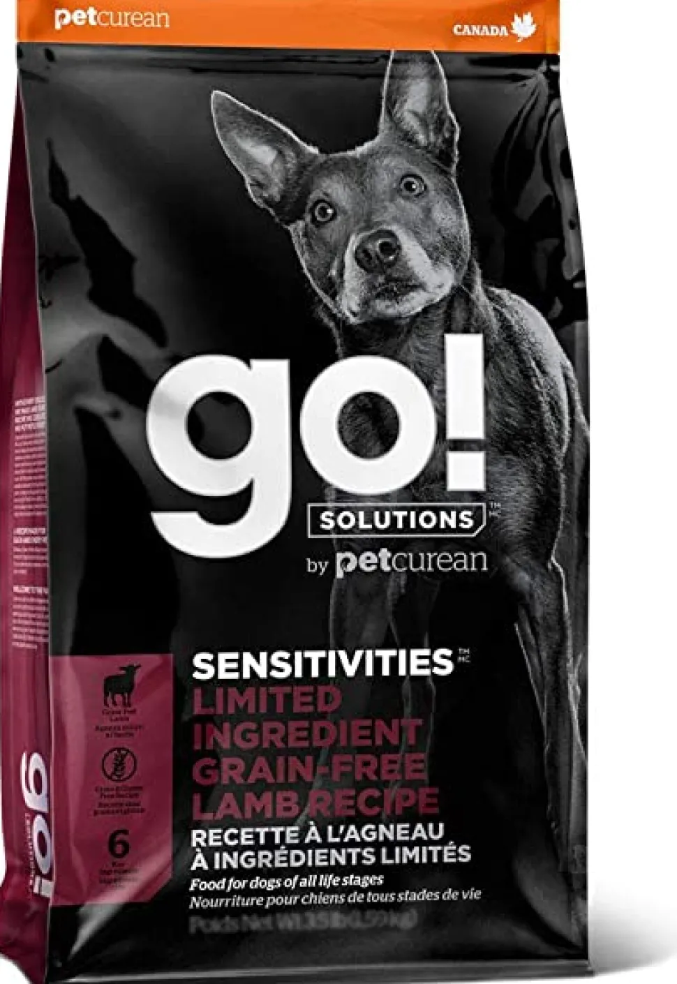 Petcurean GO! Sensitivities LID Grain-Free Lamb Recipe Dry Dog Food - 12 lb Bag
