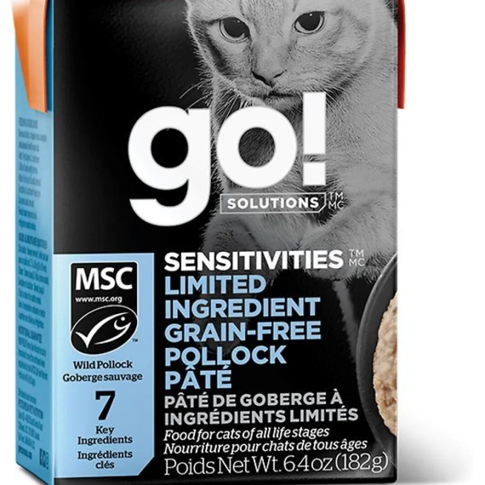 Petcurean GO! Sensitivities LID Grain-Free Pollock Pate' Wet Cat Food - 6.4 oz - Case of 24