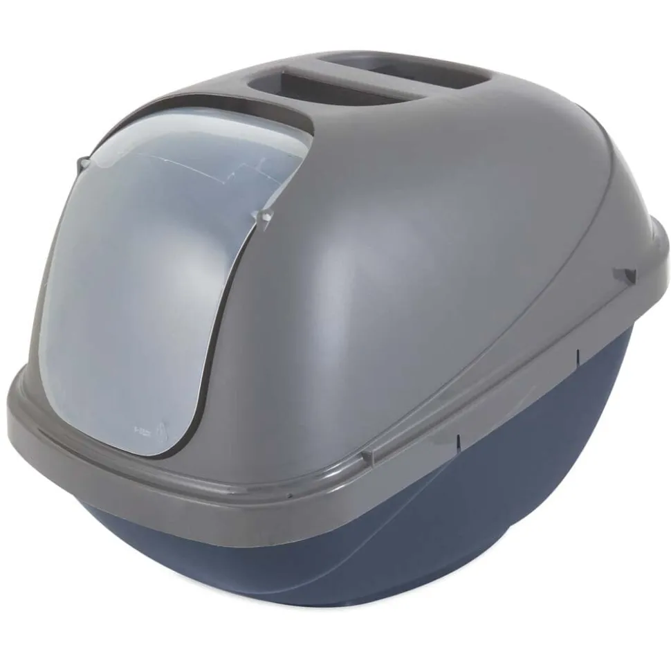 Petmate Basic Hooded Cat Litter Box Blue Steel Base/Pearl Silver Hood - Jumbo
