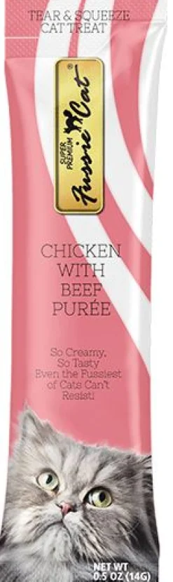 Pets Global Fussie Cat Chicken/Beef Puree Wet Cat Food - .05 Oz Tubes - 4 Pack