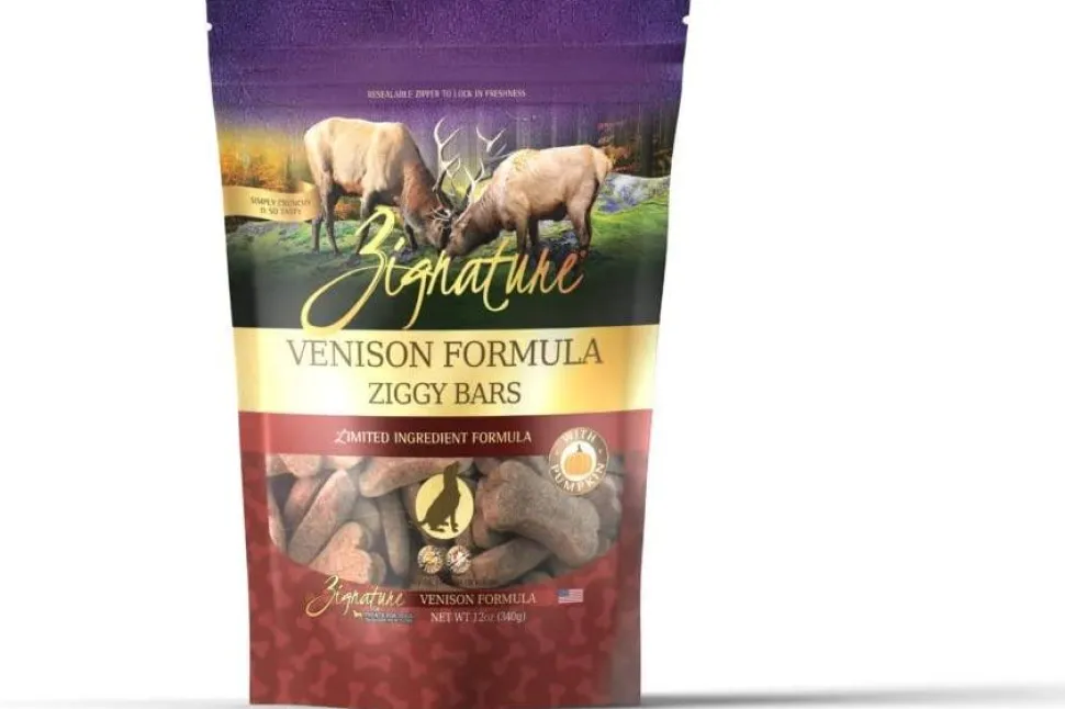 Pets Global Grain-Free Ziggy Bars Zignature Venison Formula Biscuit Dog Treats - 12 oz Bag