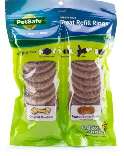 Petsafe Busy Buddy Natural Rawhide Rings Natural Dog Chews - Peanut Butter - Large - 24 Pack