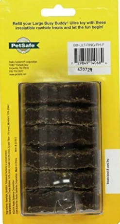 Petsafe Busy Buddy Ultra Thick Natural Rawhide Rings Natural Dog Chews - Natural - Large - 6 Pack