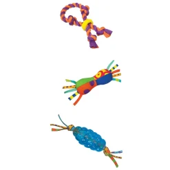 Petstages Dental Chew Squeak Plush and Rope Starter Kit Puppy Dog Toys - Mini - 3 Pack