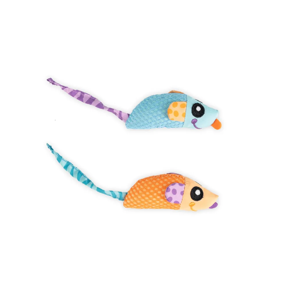 Petstages Mice Dental Floss Netted Chew and Plush Catnip Cat Toy - 2 Pack