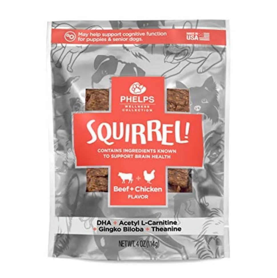 Phelps Wellness Collection Squirrel! Attention Recipe Soft and Chewy Dog Treats - Beef and Chicken - 4.5 Oz