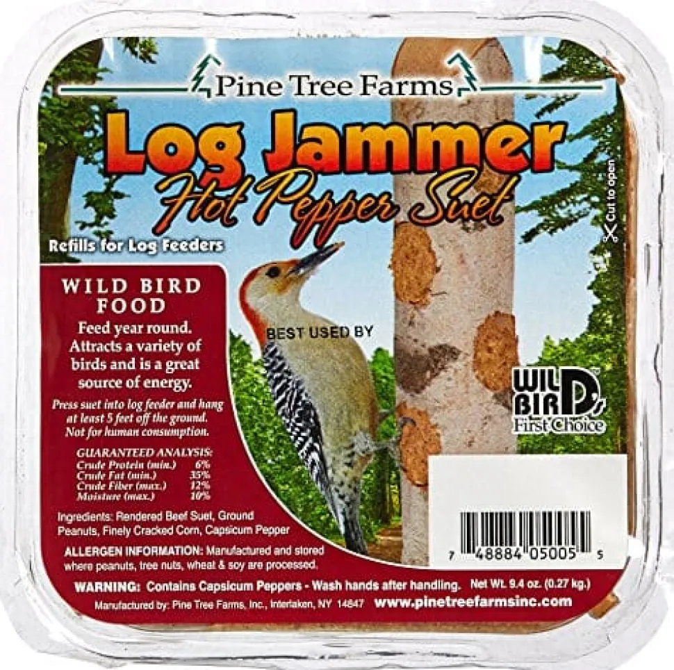 Pine Tree Farms Log Jammer Suet Plugs Wild Bird Food - Hot Pepper - 9.4 Oz - 3 Pack