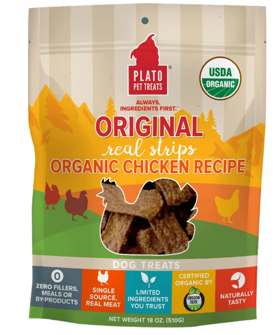 Plato Pet Treats Chicken Recipe Natural Dog Chews - 18 oz Bag
