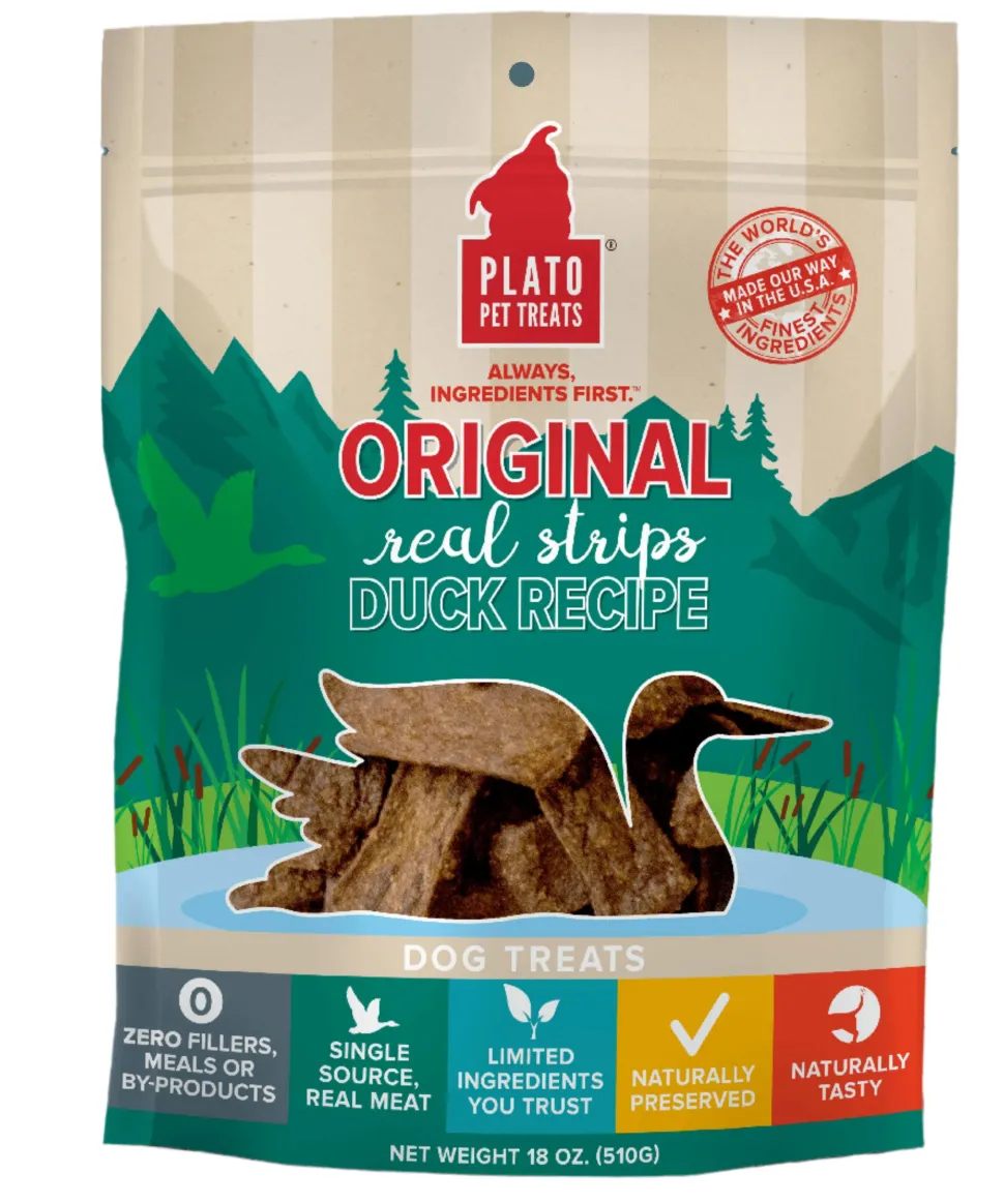 Plato Pet Treats Duck Recipe Natural Dog Chews - 18 oz Bag
