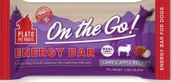 Plato Pet Treats Energy Bar Lamb & Apple Recipe Soft and Chewy Dog Treats - 12 ct Counter Display Box