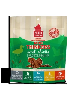 Plato Pet Treats Mini Thinkers Duck Recipe Natural Dog Chews - 3 oz Bag