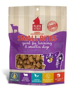 Plato Pet Treats Small Bites Lamb Crunchy Dog Treats - 6 oz Bag