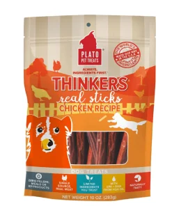 Plato Pet Treats Thinkers Chicken Sticks Natural Dog Chews - 10 oz Bag