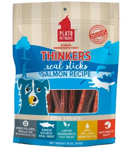 Plato Pet Treats Thinkers Salmon Sticks Natural Dog Chews - 18 oz Bag