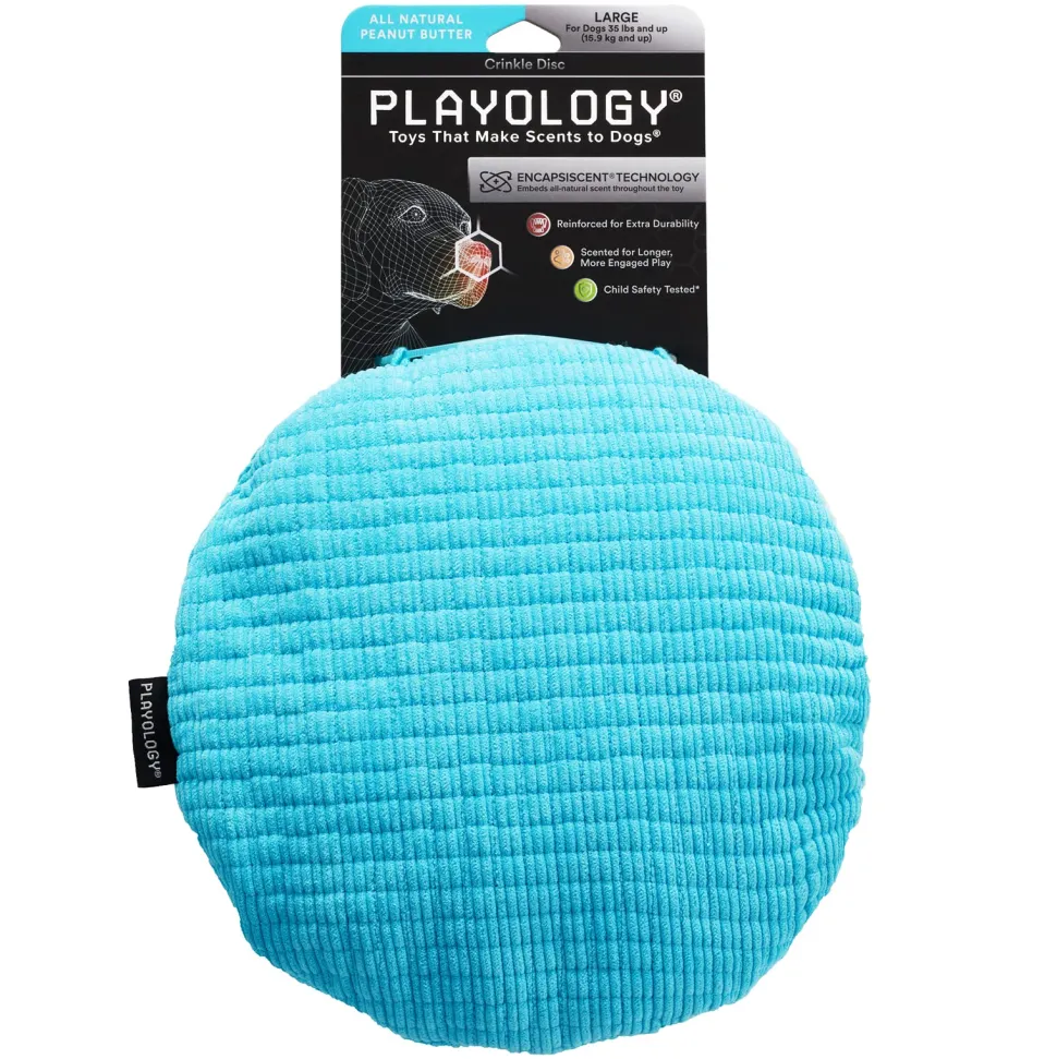 Playology Beef Scented Disc Crinkle and Plush Dog Toy with Encapsiscent Technology - Large