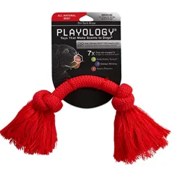 Playology Beef Scented Dri-Tech Rope Dog Toy with Encapsiscent Technology - Red - Medium