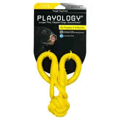 Playology Chicken Scented Tough Knot Squeak and Rope Puppy Dog Toy with Encapsiscent Technology - Large