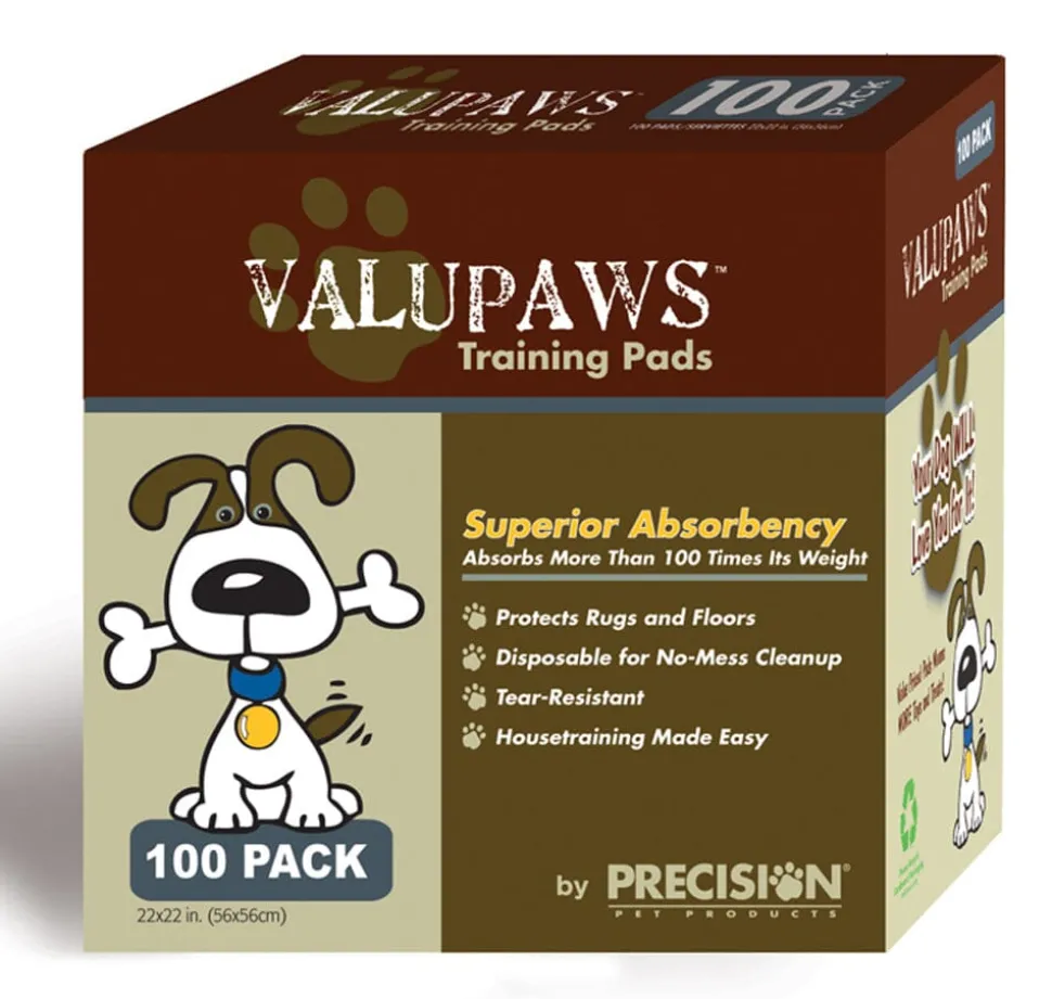 Precision Pet Products ValuPaws Training Pads White - 100 Pack - 22 In X 22 in