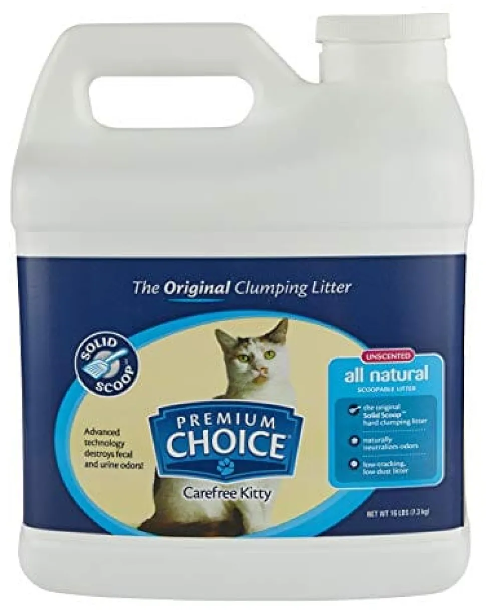 Premium Choice Carefree Kitty Solid Scoop Cat Litter - Unscented - 16 Lbs - 3 Pack