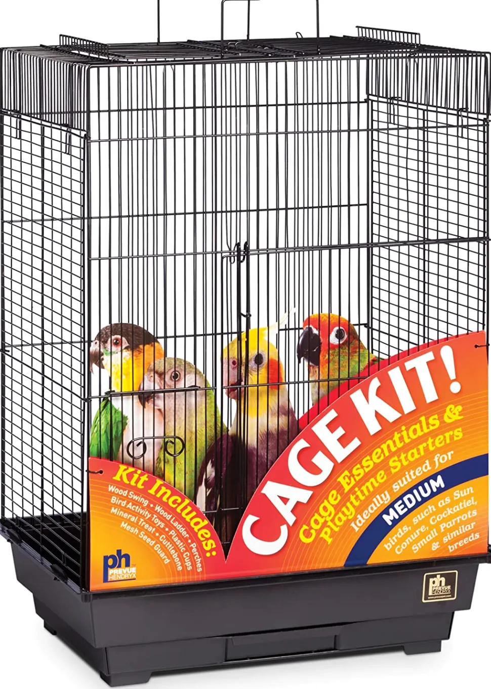 Prevue Hendryx Square Roof Bird Cage Kit - Black - 18" x 14" x 23"