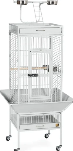 Prevue Hendryx Wrought Iron Select Bird Cage with Playtop - Pewter White - 18" x 18" x 57"