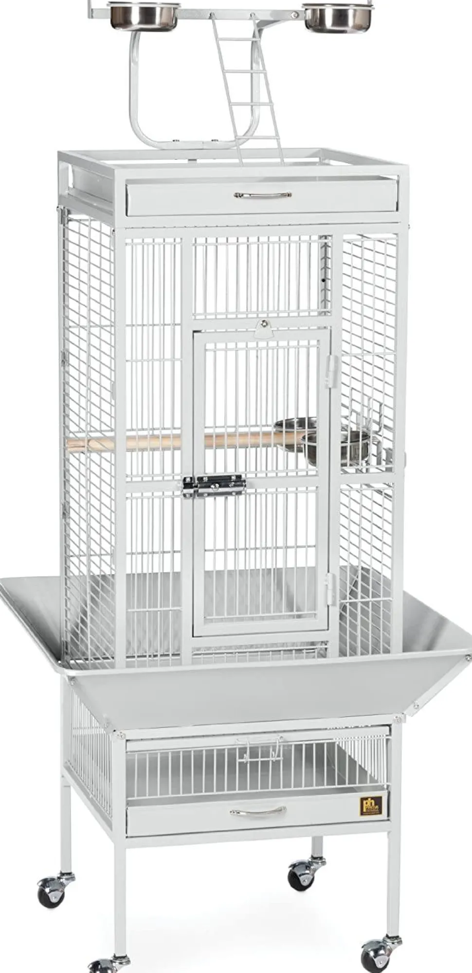 Prevue Hendryx Wrought Iron Select Bird Cage with Playtop - Pewter White - 18" x 18" x 57"