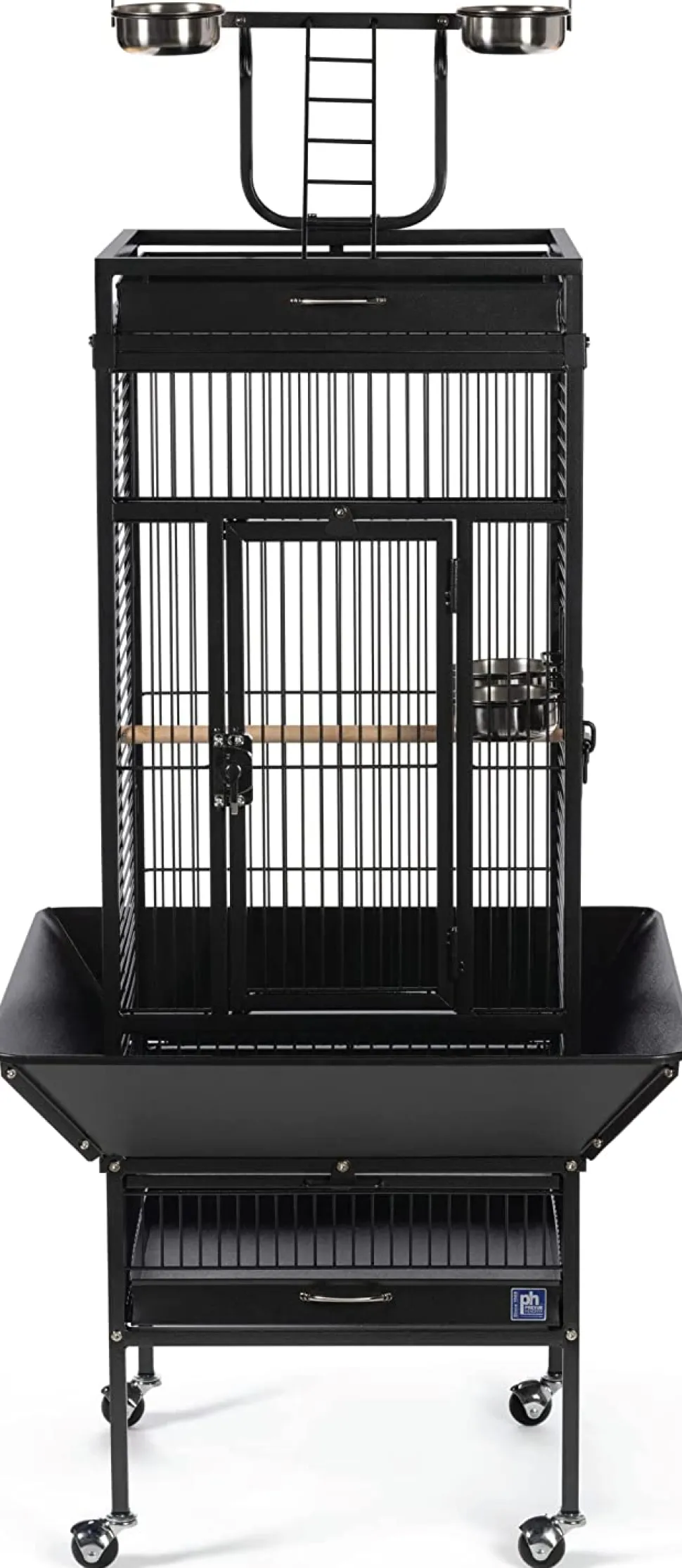 Prevue Hendryx Wrought Iron Select Bird Cage with Playtop - Black - 18" x 18" x 57"