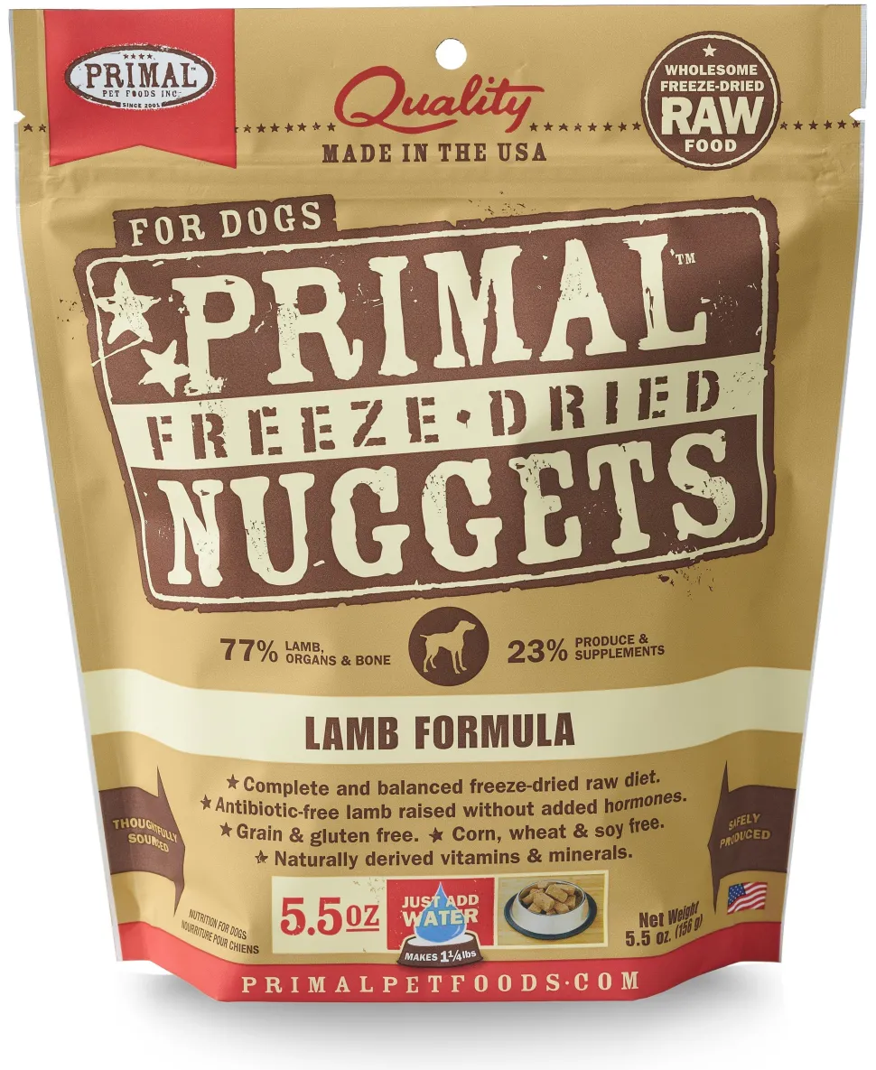 Primal Freeze-Dried Dog Food Nuggets Lamb - 14 Oz