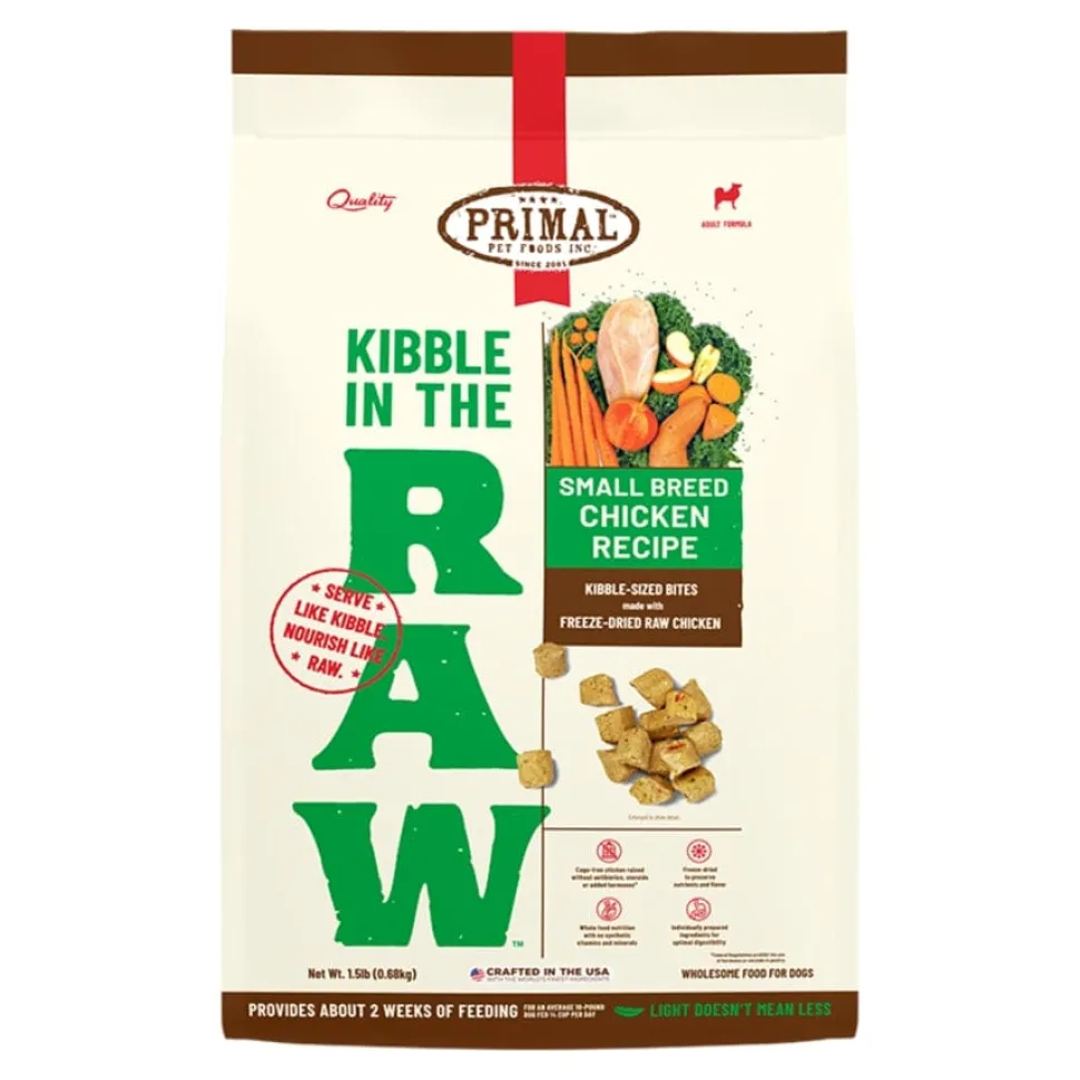Primal Kibble In The Raw Chicken Recipe Kibble-Sized Bites Small-Breed Formula Freeze-Dried Raw Dog Food