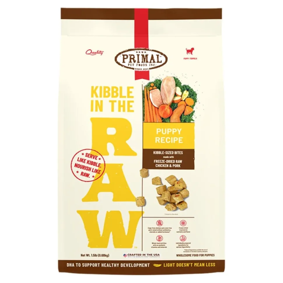 Primal Kibble In The Raw Chicken and Pork Recipe Kibble-Sized Bites Puppy Formula Freeze-Dried Raw Dog Food
