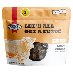 Primal Lets All Get a Lung Beef Lung Cubes Natural Dog Training Chews - 1.5 Oz