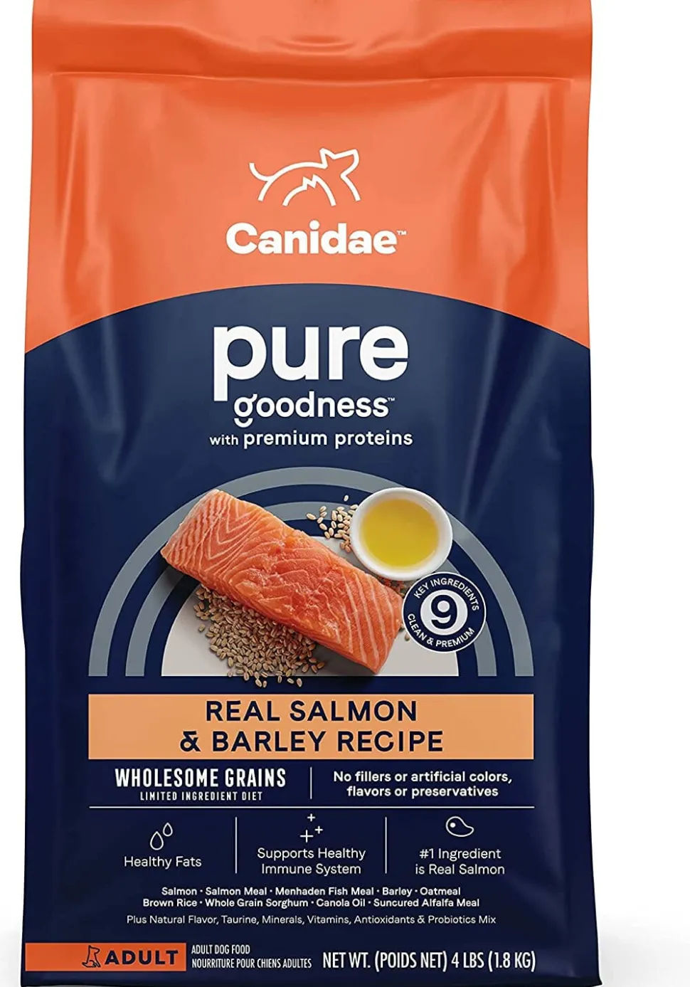 Pure Dog Food with Wholesome Grains Dry Dog Food - Salmon and Barley - 4 Lbs