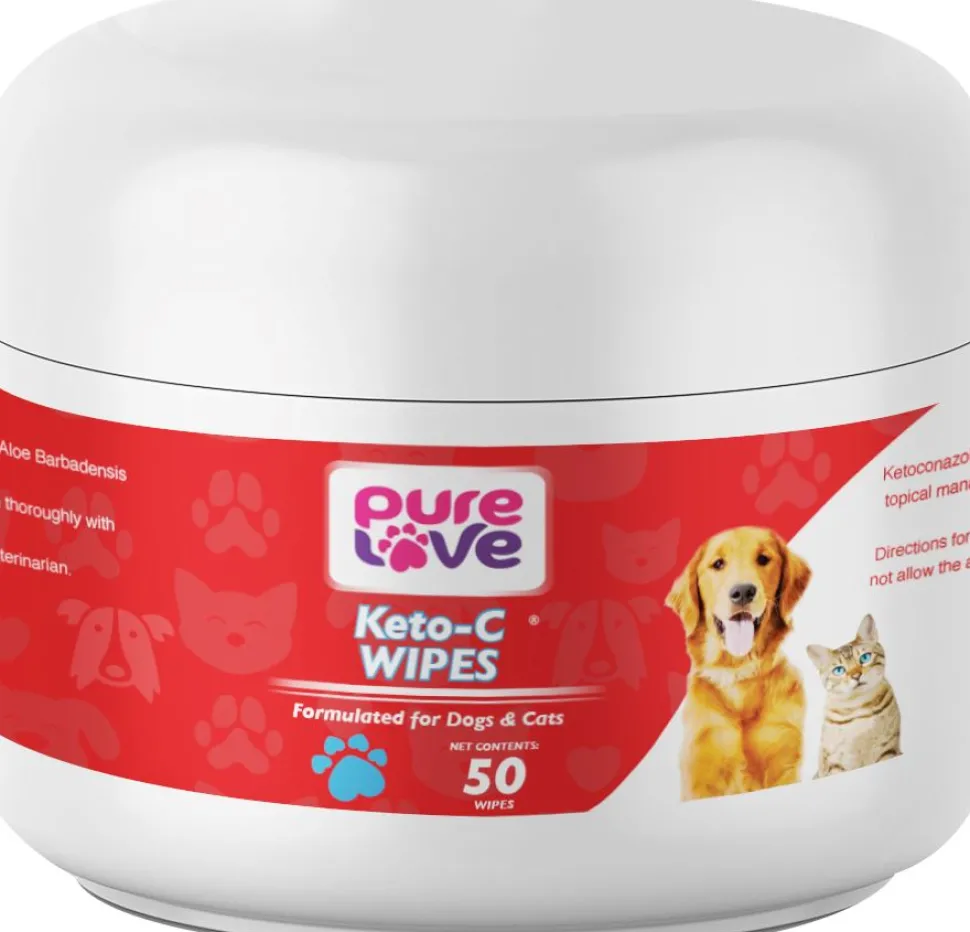Pure Love Ketoconazole 1%, Chlorhexidine 2% Antiseptic Wipes for Dogs and Cats