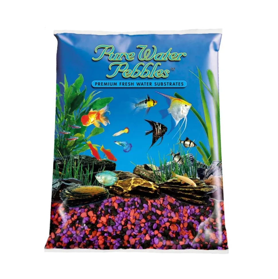 Pure Water Pebbles Premium Fresh Water Coated Aquarium Gravel Neon CherryBerry - 5 lbs - 6 Count