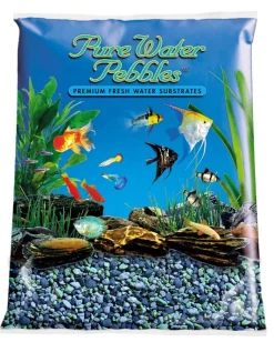 Pure Water Pebbles Premium Fresh Water Coated Aquarium Gravel Blue Lagoon - 5 lbs - 6 Count