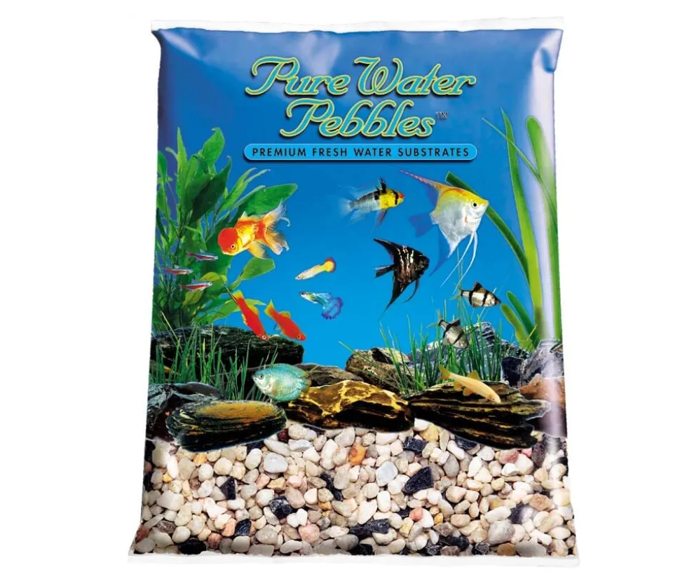 Pure Water Pebbles Premium Fresh Water Rainbow Gems Natural Aquarium Gravel - 5 lbs - 6 Count